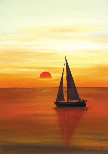 Sunset Sailing oil painting by Jamie Lee Francis
