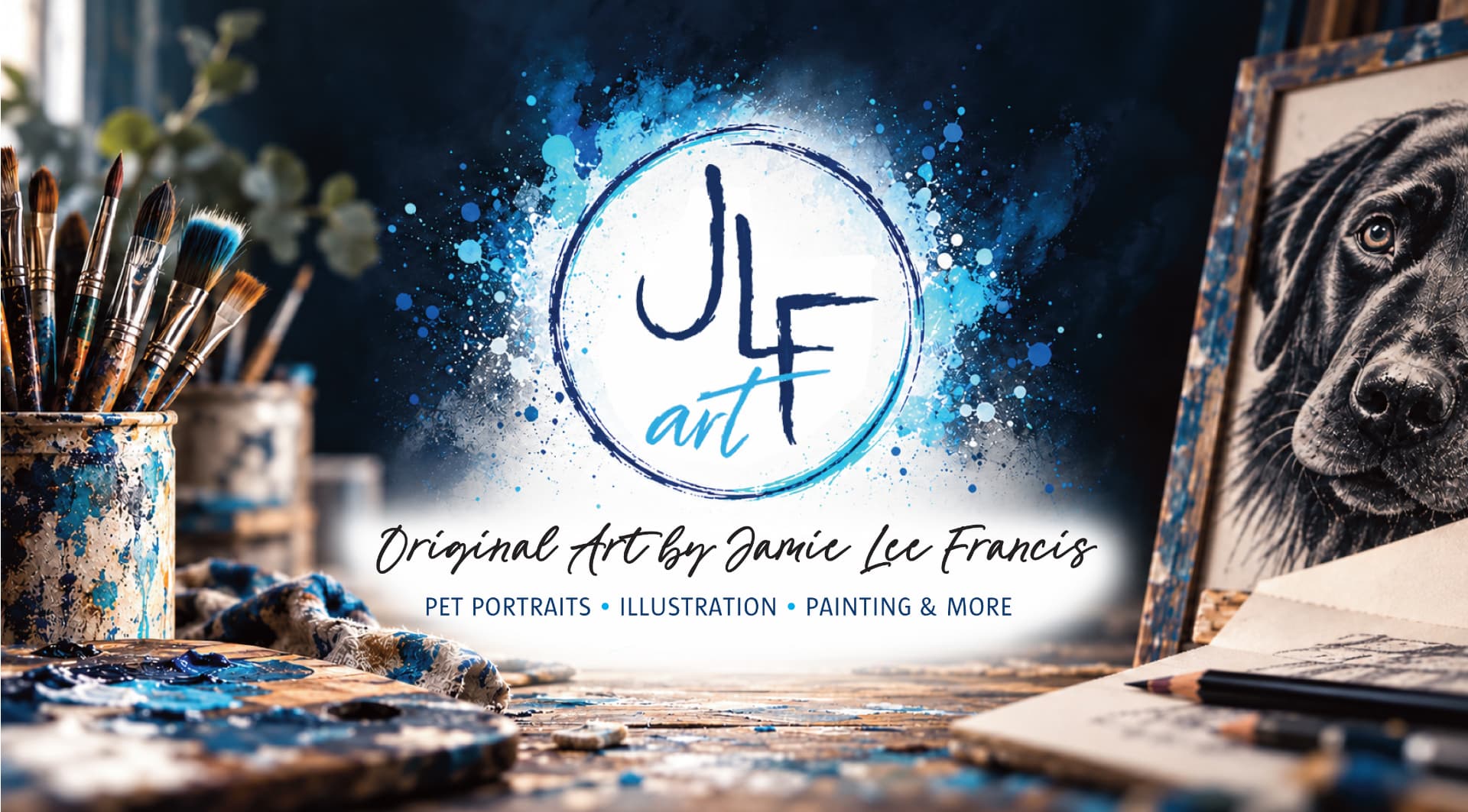 JLF Art banner — Original Art by Jamie Lee Francis: pet portraits, illustration, painting and more